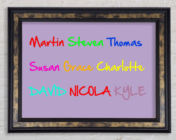 Your Name In A Choice Of Colours Lilac Framed Print