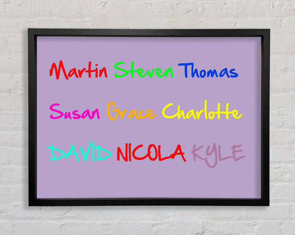 Your Name In A Choice Of Colours Lilac Framed Print