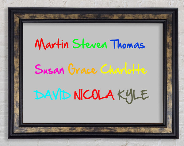Your Name In A Choice Of Colours Grey Framed Print