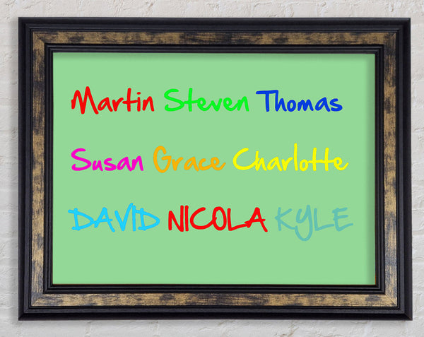 Your Name In A Choice Of Colours Green Framed Print