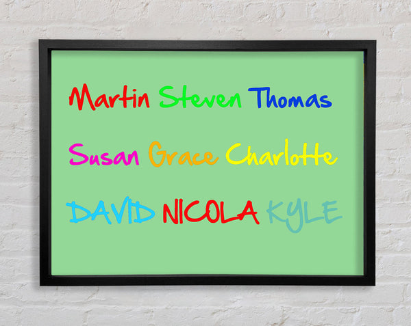 Your Name In A Choice Of Colours Green Framed Print