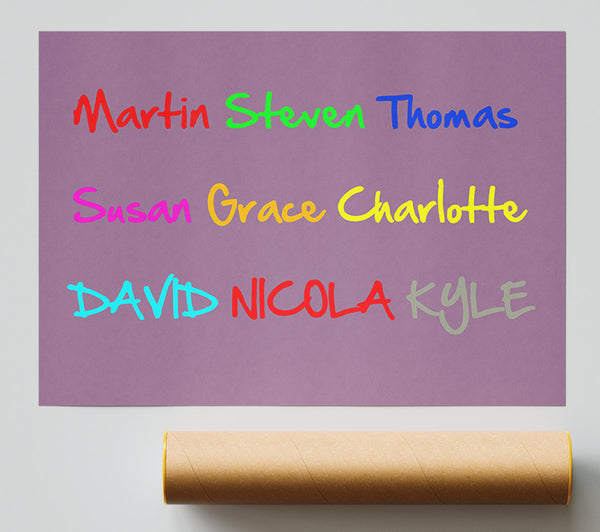 Your Name In A Choice Of Colours Dusty Pink Giclee Print