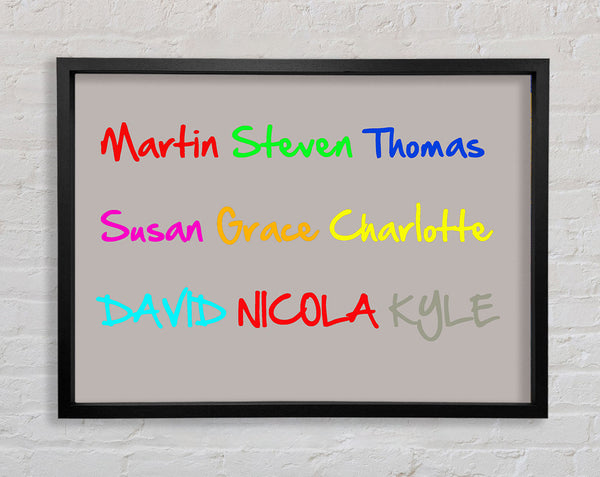 Your Name In A Choice Of Colours Beige Framed Print