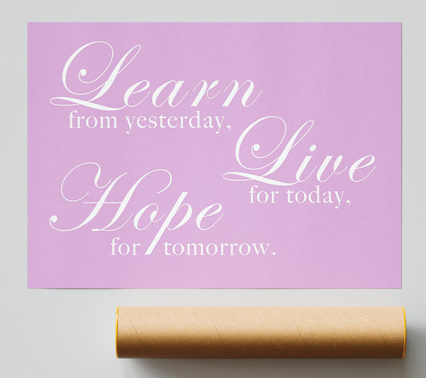 Home Quote Learn Live Hope Pink Giclee Print