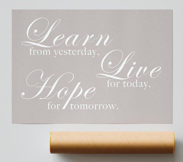 Learn Live Hope Beige Poster