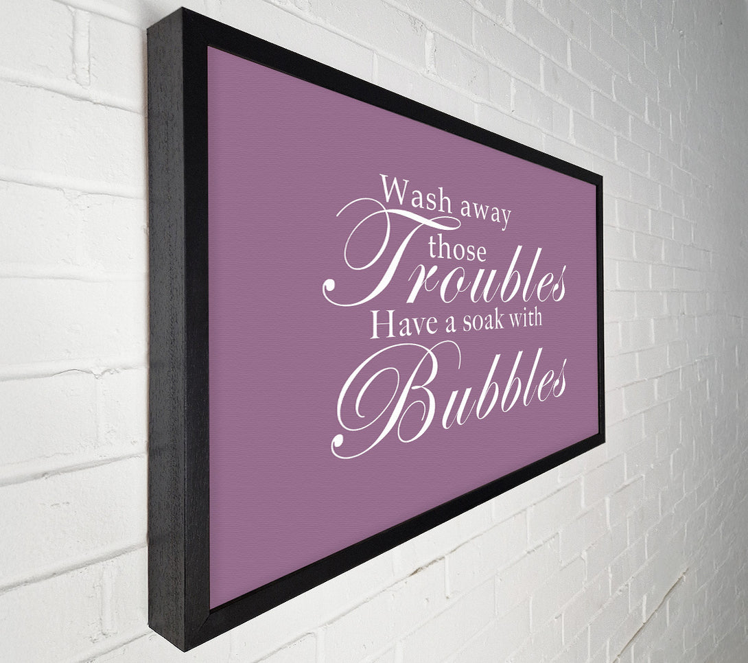  A Canvas Print of Bathroom Quote Wash Away Those Troubles Dusty Pink Canvas Print