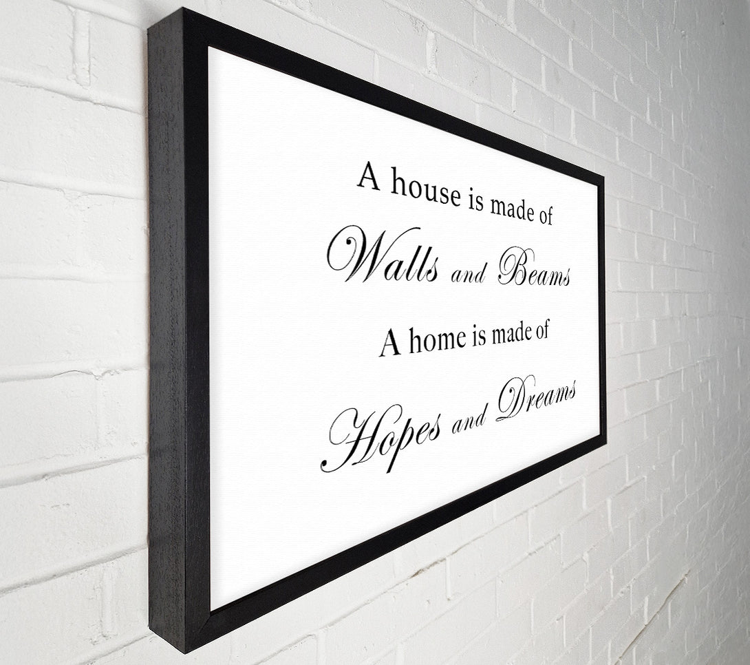  A Canvas Print of Home Quote Walls n Beams Hopes n Dreams White Canvas Wall Art
