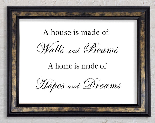 Home Quote Walls n Beams Hopes n Dreams White Framed Print