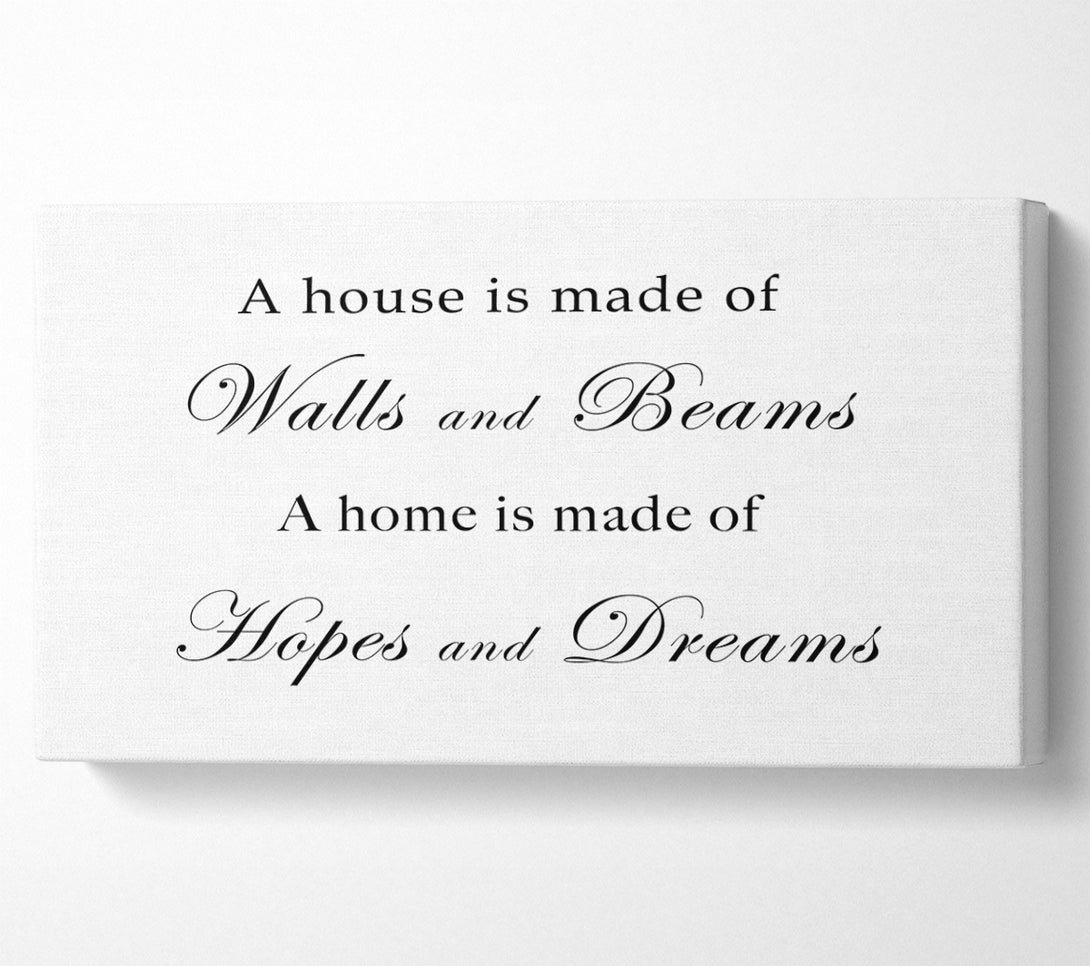  A Canvas Print of Home Quote Walls n Beams Hopes n Dreams White Canvas Wall Art