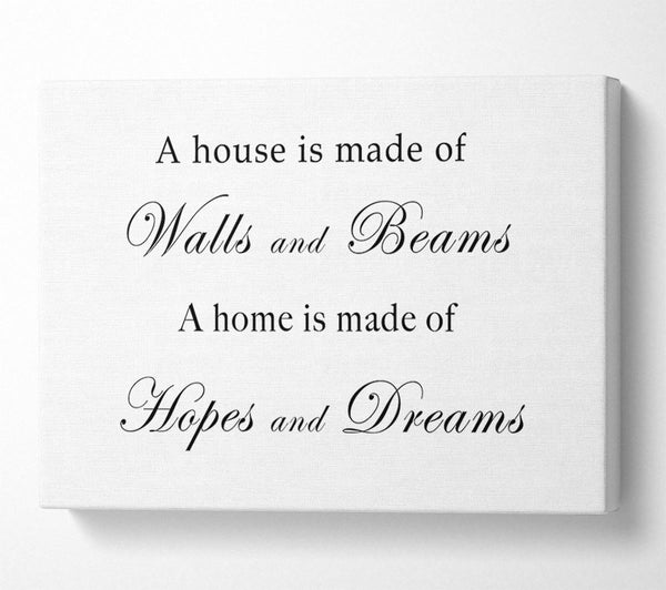  A Canvas Print of Home Quote Walls n Beams Hopes n Dreams White Canvas Wall Art