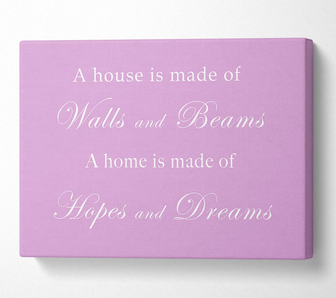  A Canvas Print of Home Quote Walls n Beams Hopes n Dreams Pink Canvas Art