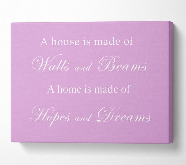  A Canvas Print of Home Quote Walls n Beams Hopes n Dreams Pink Canvas Art