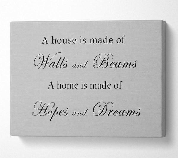  A Canvas Print of Home Quote Walls n Beams Hopes n Dreams Grey Canvas Print