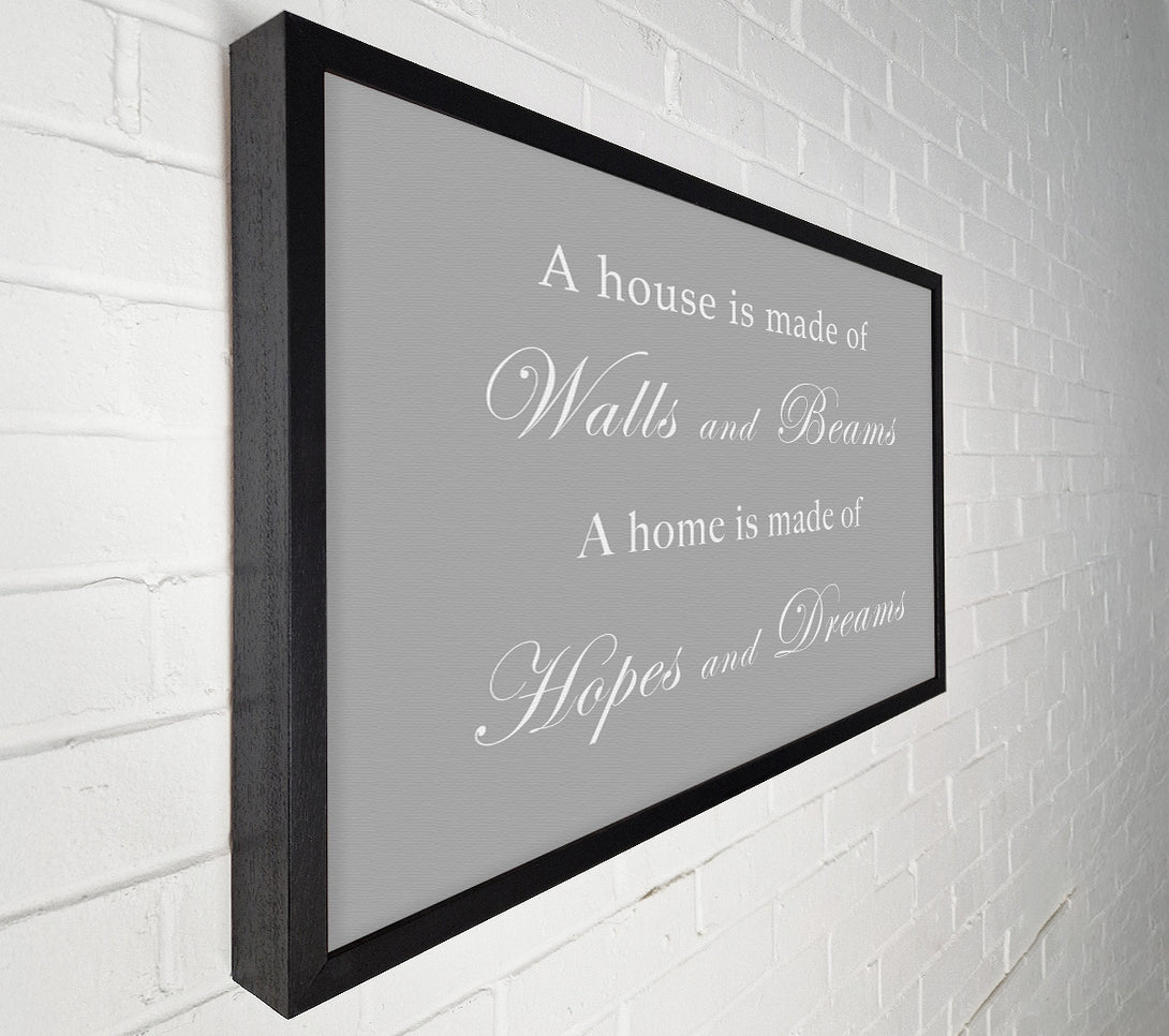  A Canvas Print of Home Quote Walls n Beams Hopes n Dreams Grey White Canvas Wall Art