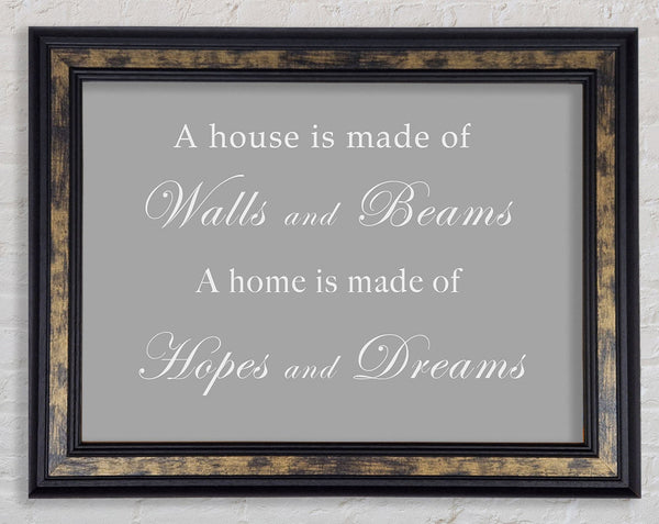 Home Quote Walls n Beams Hopes n Dreams Grey White Framed Print