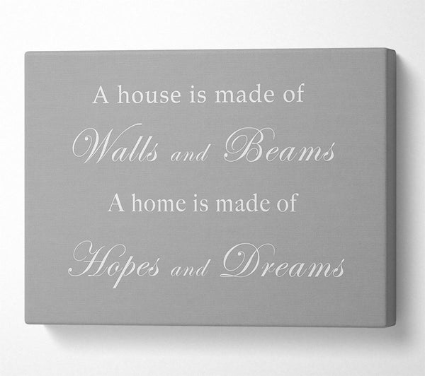  A Canvas Print of Home Quote Walls n Beams Hopes n Dreams Grey White Canvas Wall Art