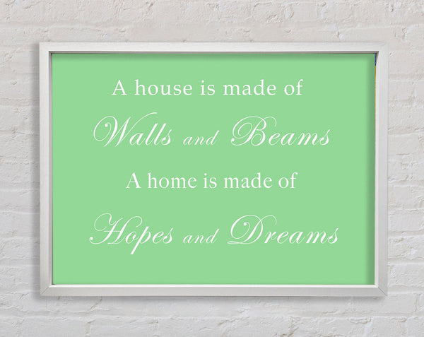 Home Quote Walls n Beams Hopes n Dreams Green Framed Print