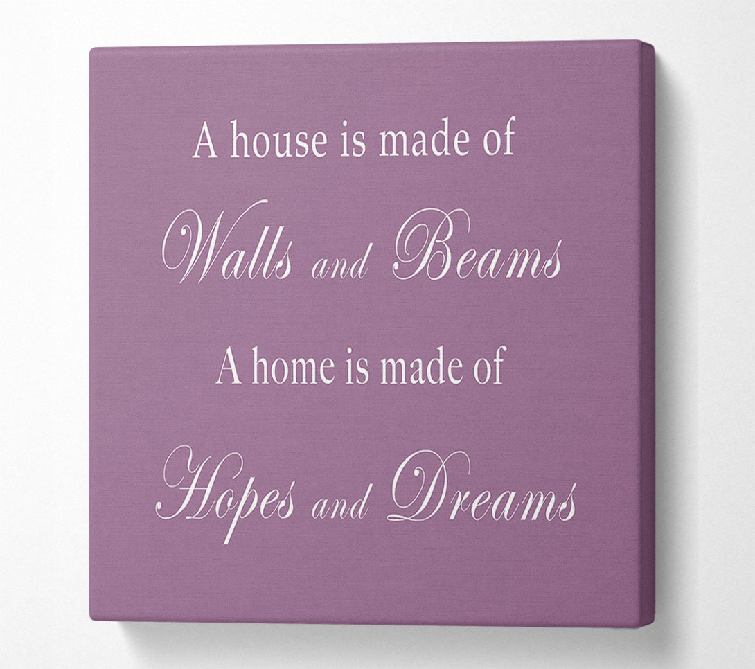  A Canvas Print of Home Quote Walls n Beams Hopes n Dreams Dusty Pink Canvas Art