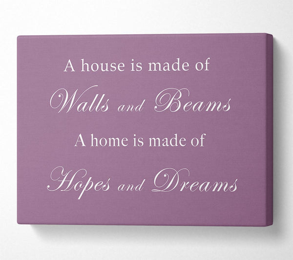  A Canvas Print of Home Quote Walls n Beams Hopes n Dreams Dusty Pink Canvas Art