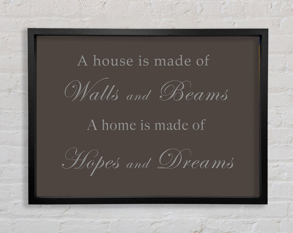 Home Quote Walls n Beams Hopes n Dreams Chocolate Framed Print