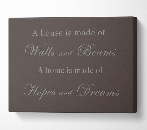 A Canvas Print of Home Quote Walls n Beams Hopes n Dreams Chocolate Canvas Art
