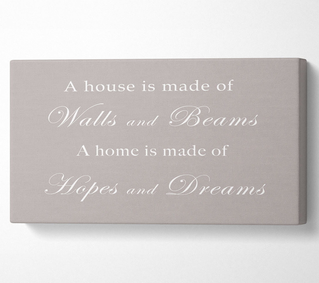  A Canvas Print of Home Quote Walls n Beams Hopes n Dreams Beige Canvas Wall Art