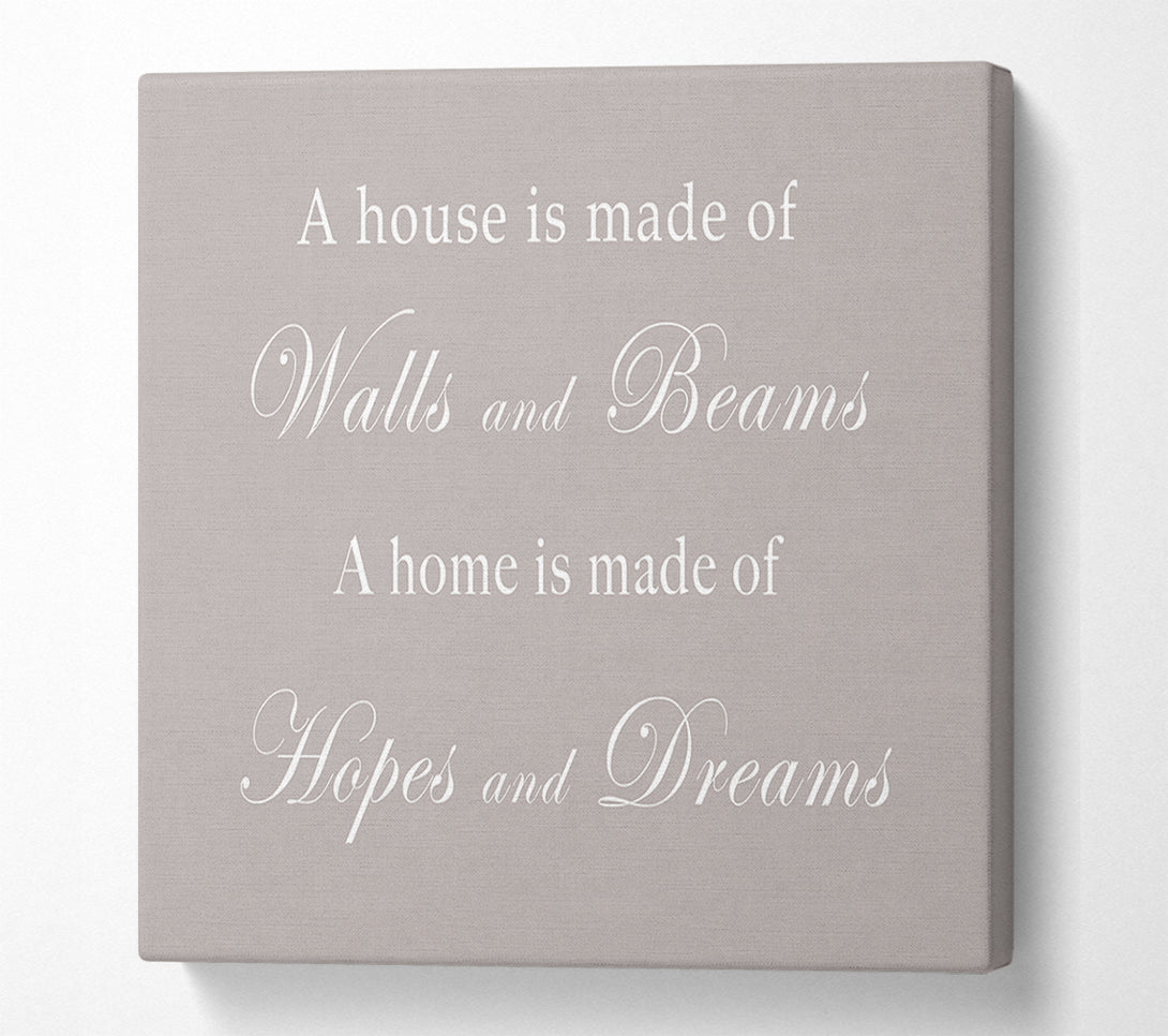  A Canvas Print of Home Quote Walls n Beams Hopes n Dreams Beige Canvas Wall Art