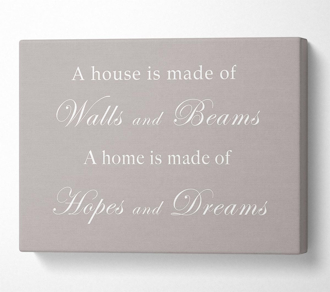  A Canvas Print of Home Quote Walls n Beams Hopes n Dreams Beige Canvas Wall Art