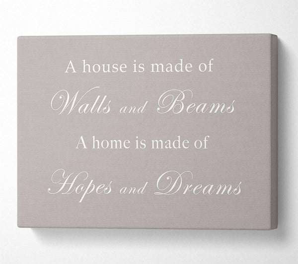  A Canvas Print of Home Quote Walls n Beams Hopes n Dreams Beige Canvas Wall Art