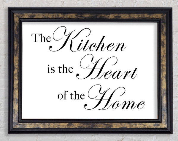 Kitchen Quote The Kitchen Is The Heart Of The Home White Framed Print