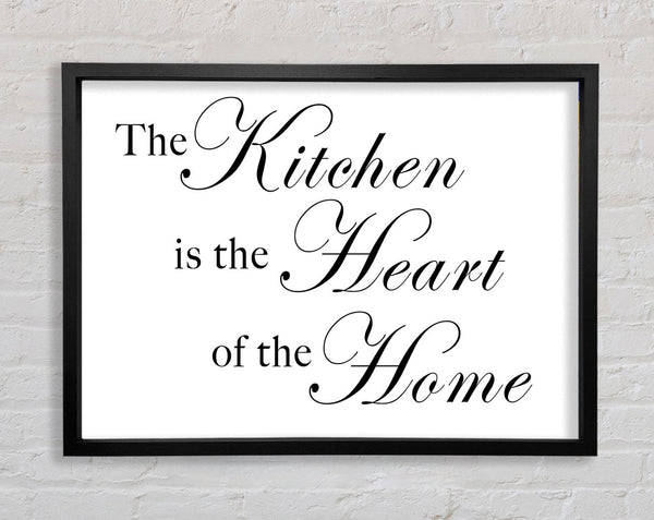 Kitchen Quote The Kitchen Is The Heart Of The Home White Framed Print