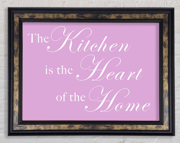 Kitchen Quote The Kitchen Is The Heart Of The Home Pink Framed Print