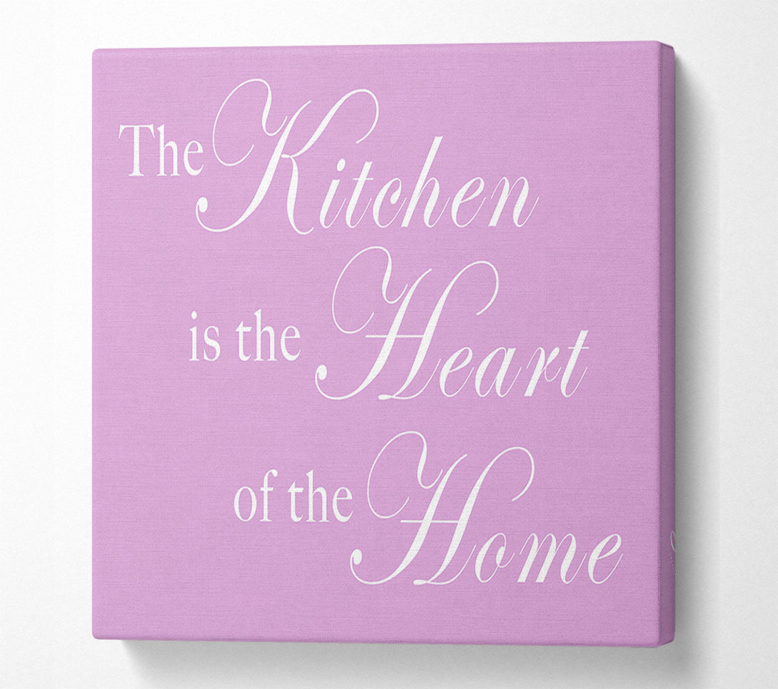  A Canvas Print of Kitchen Quote The Kitchen Is The Heart Of The Home Pink Canvas Art