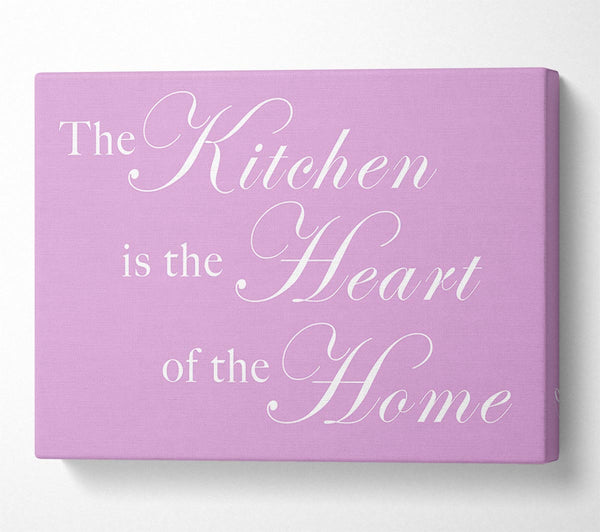  A Canvas Print of Kitchen Quote The Kitchen Is The Heart Of The Home Pink Canvas Art