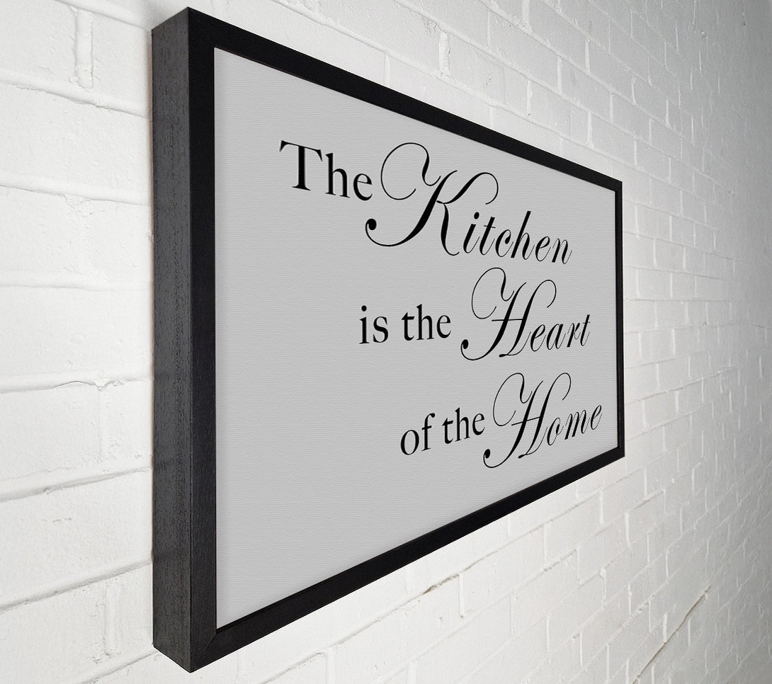  A Canvas Print of Kitchen Quote The Kitchen Is The Heart Of The Home Grey Canvas Print