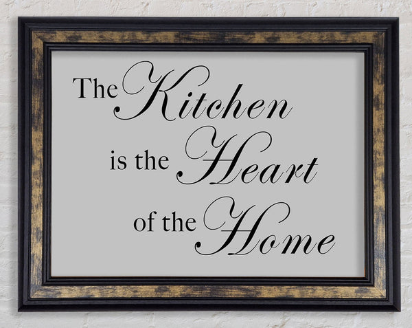 Kitchen Quote The Kitchen Is The Heart Of The Home Grey Framed Print