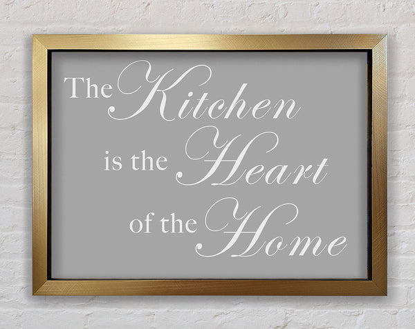 Kitchen Quote The Kitchen Is The Heart Of The Home Grey White Framed Print