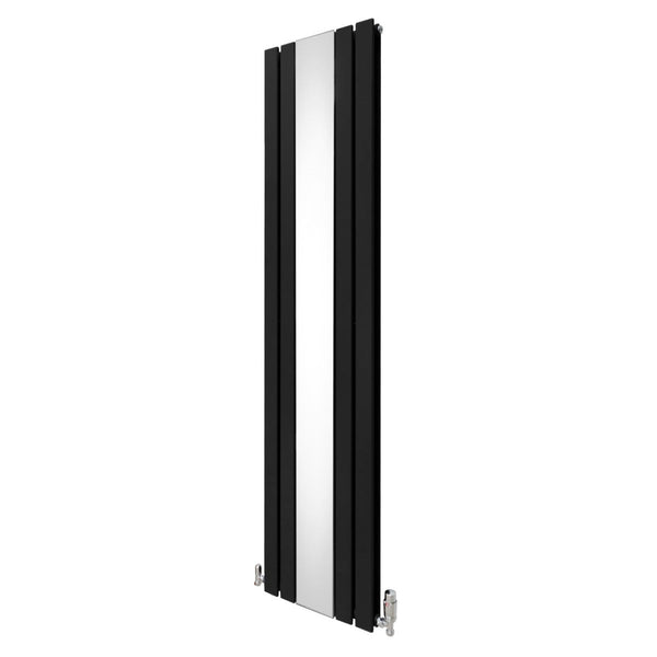 Flat Mirror Radiator & Valves - 1800mm x 425mm - Black