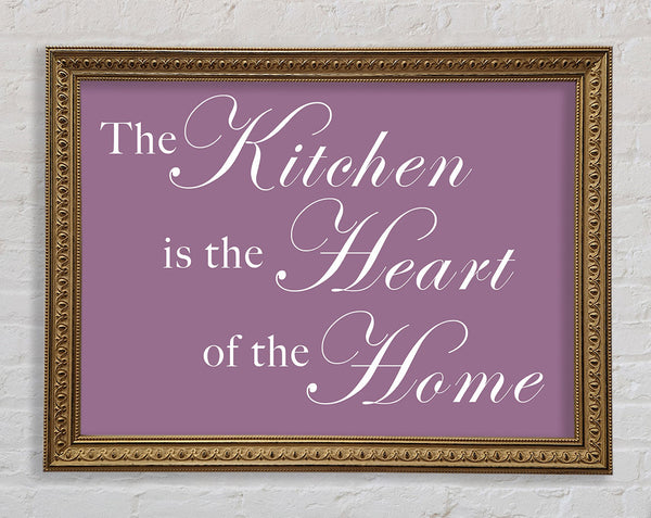 Kitchen Quote The Kitchen Is The Heart Of The Home Dusty Pink Framed Print