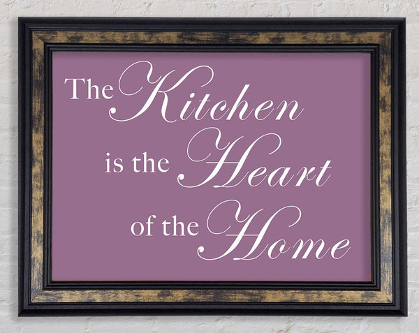 Kitchen Quote The Kitchen Is The Heart Of The Home Dusty Pink Framed Print