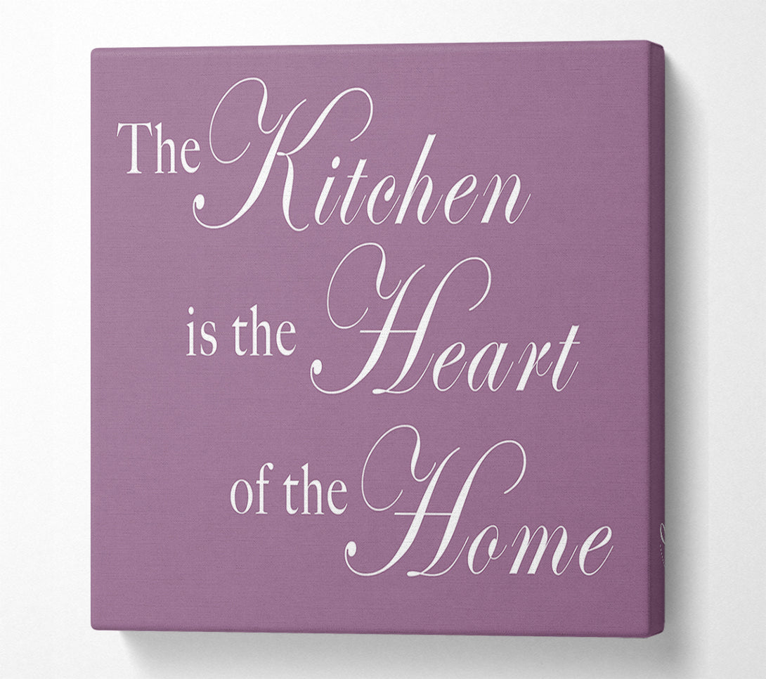  A Canvas Print of Kitchen Quote The Kitchen Is The Heart Of The Home Dusty Pink Canvas Wall Art