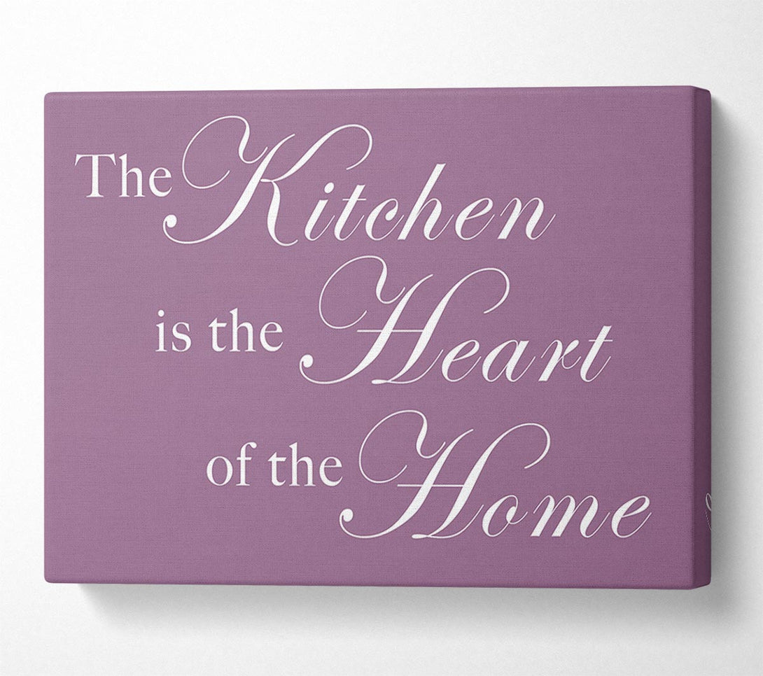  A Canvas Print of Kitchen Quote The Kitchen Is The Heart Of The Home Dusty Pink Canvas Wall Art
