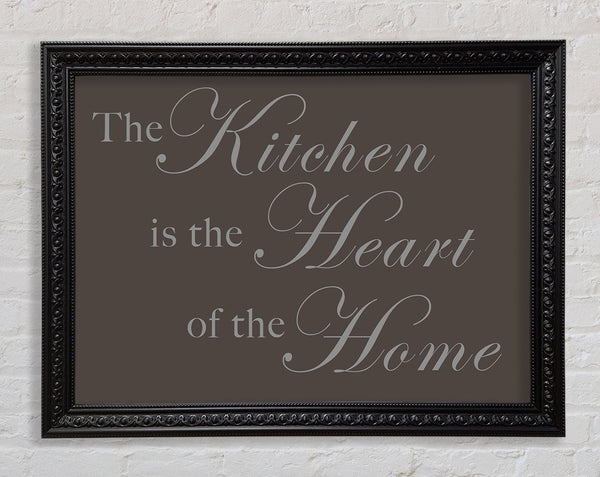 Kitchen Quote The Kitchen Is The Heart Of The Home Chocolate Framed Print
