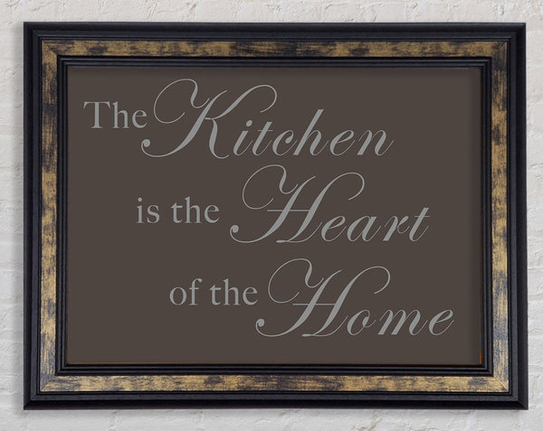 Kitchen Quote The Kitchen Is The Heart Of The Home Chocolate Framed Print