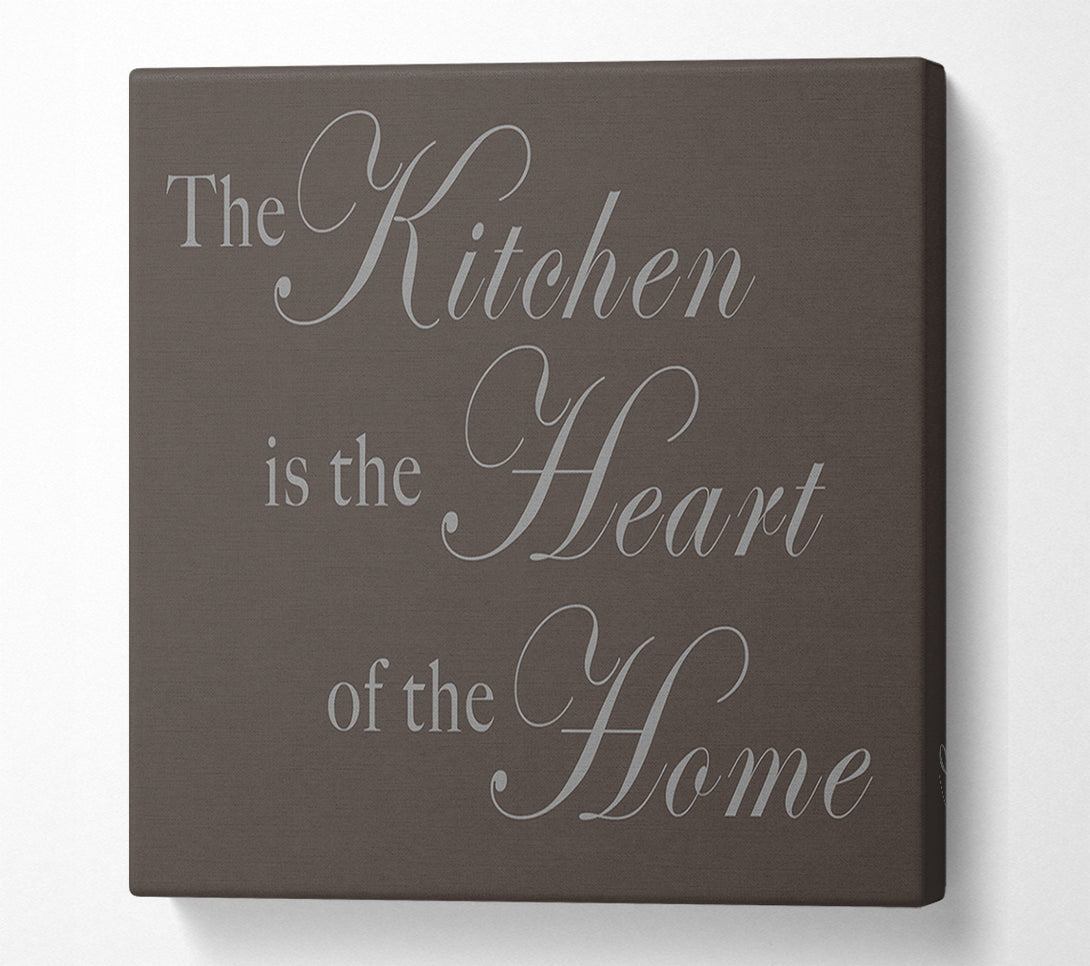  A Canvas Print of Kitchen Quote The Kitchen Is The Heart Of The Home Chocolate Canvas Wall Art