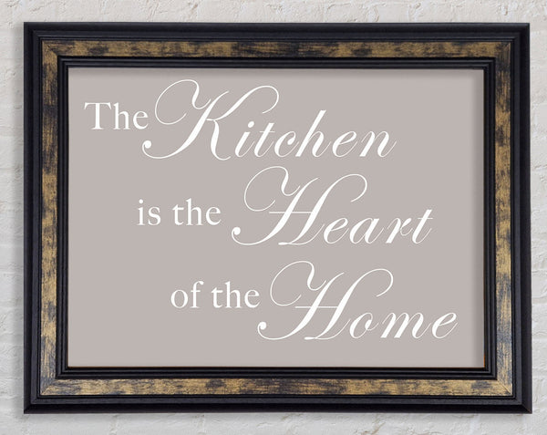 Kitchen Quote The Kitchen Is The Heart Of The Home Beige Framed Print