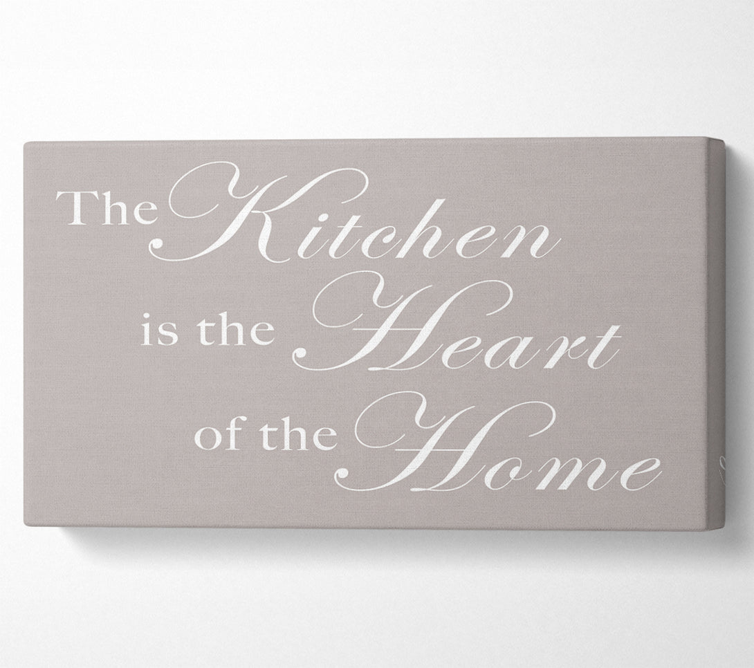  A Canvas Print of Kitchen Quote The Kitchen Is The Heart Of The Home Beige Canvas Art