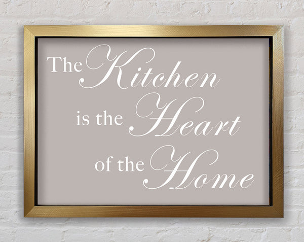 Kitchen Quote The Kitchen Is The Heart Of The Home Beige Framed Print