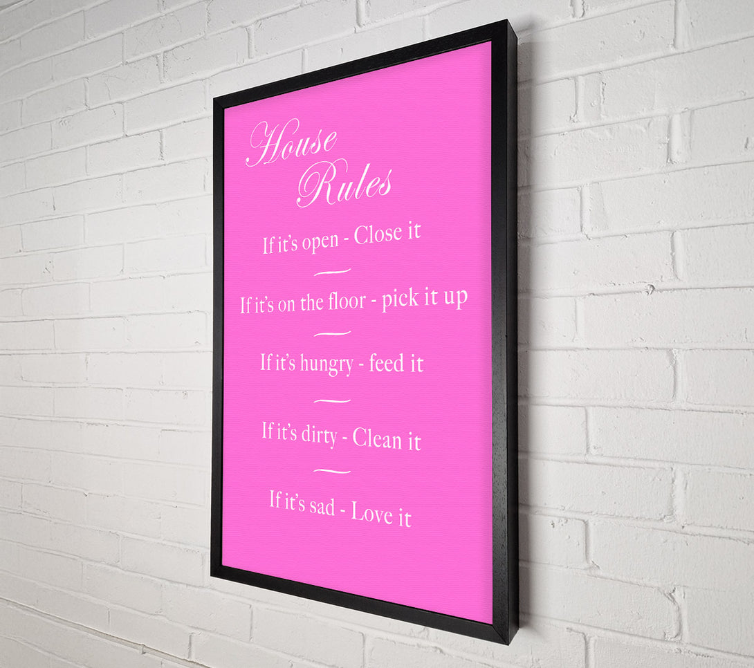  A Canvas Print of House Rules 2 Vivid Pink Canvas Wall Art