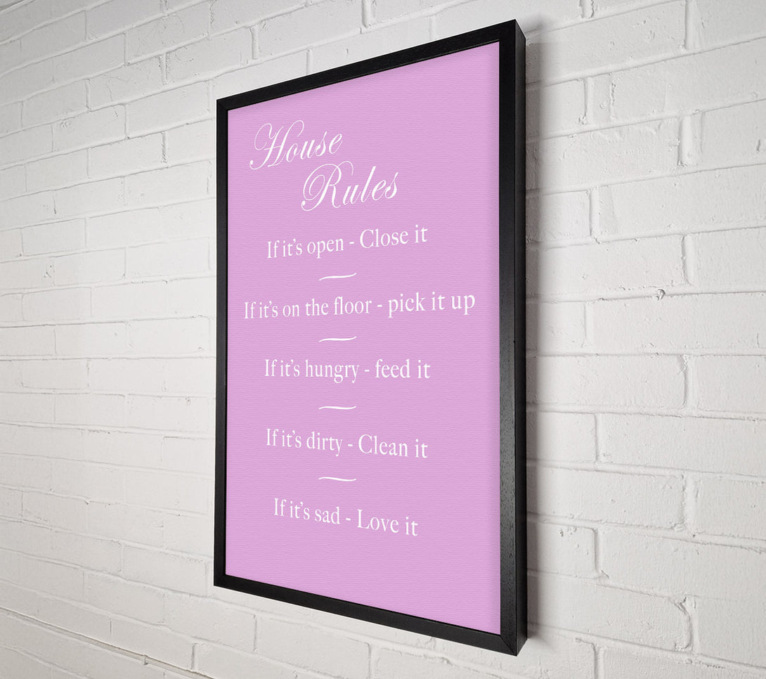  A Canvas Print of Family Quote House Rules 2 Pink Canvas Print
